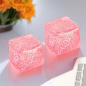 Pack of 2 Glitter Squishy Cube - Slow Rise Nice Sugar Stress Cube Gel Stress Balls for Adults, Glitter Squishy Balls for Kids, Stress Relief/Classroom Fidget/Treasure Box Prizes(Red)