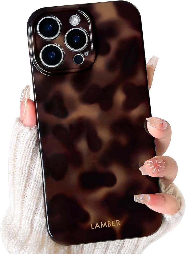 NITITOP Compatible with iPhone 16 Pro Max Case Cute Stylish Leopard Print Brown Amber Aesthetic Tortoise Design for Women Girls Men Soft TPU Shockproof Protective Cover - Brown