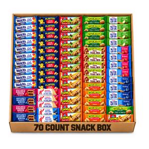 Healthy Mixed Snack Box (70 Count) Snacks Gift Basket Granola Bars Bulk Variety Grab and Go Men Women Adults Office Work Travel Employee Appreciation School College
