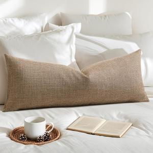 OTOSTAR Linen Throw Pillow Cover Set of 1 Decorative Long Lumbar Pillowcase Rectangle Cushion Cover 14x36 Inch for Home Decor Sofa Bedroom Car 35 x 90CM Brown