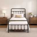 Twin Size Metal Bed Frame with Headboard and Footboard,Black | 12 Inch Underbed Storage Space, Heavy Duty Mattress Foundation, Steel Slat Support,No Box Spring Needed