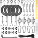 121P Sun Shade Sail Hardware Kit, Windspeed Heavy Duty Sun Shade Sail Stainless Steel Hardware Kit with 4P 10ft Nylon Coated Wire Ropes Shade Sail Installation for Outdoor