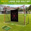 10x7ft Golf Net: Golf Hitting Practice Nets for Backyard Driving Real Balls, Heavy Duty Golfer Training Net with Mat for Outdoor/Indoor/Garage/Basement Hitting Swing Chipping,Ideal Gift for Men Dad