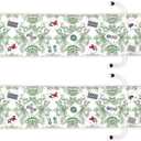 2 Pcs Green Drawstring Mahjong Bags Protective Sleeve Printed Tile Bag 26 Inches Mahjong Racks for Tiles and Pushers for Mahjong Accessories and Gifts (Empty Bag Only)