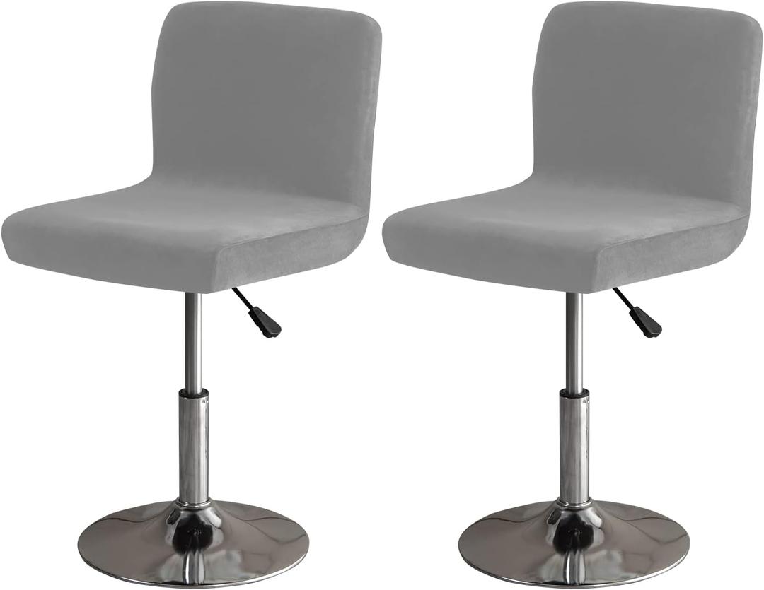 Bar Stool Covers Set of 2 Swivel Bar Stool Chair Velvet Protector Counter Height Chair Covers for Family Grey