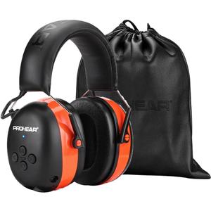 PROHEAR 037 Bluetooth 6.0 Hearing Protection Headphones with Rechargeable 1500mAh Battery, 30dB SNR Safety Noise Reduction Ear Muffs with 120H Playtime for Mowing, Workshops, Snowblowing - Orange