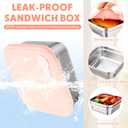 Honeydak 6 Pcs Stainless Steel Sandwich Containers Bulk Reusable Lunch Bento Box Food Storage with Leak Proof Lid for Fruit Salad Snacks, Office Workers Travel Picnic Party