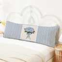 SNNDER Blue Coquette Bow Hydrangea Floral 20x54 Body Pillow Cover with Zipper, Preppy Room Decor, Farmhouse Decor, Retro Cottagecore Flower Botanical Decorative Long Hug Pillow Cases for Bed Couch