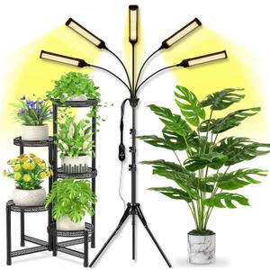 LED Grow Lights for Indoor Plants 5 Heads 450 LEDs Full Spectrum, Plant Lights for Indoor Growing with Stand, Plant Grow Lights with Auto 3/6/9/12/15/18H Timer for Indoor Tall Plants.