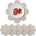 Set of 6 Round Woven Scalloped Edge Placemats 13.8" Boho Farmhouse Rattan Table Mats Scalloped Cotton Rope Placemats Non Slip Heat Resistant Place Mats for Kitchen Table Decor
