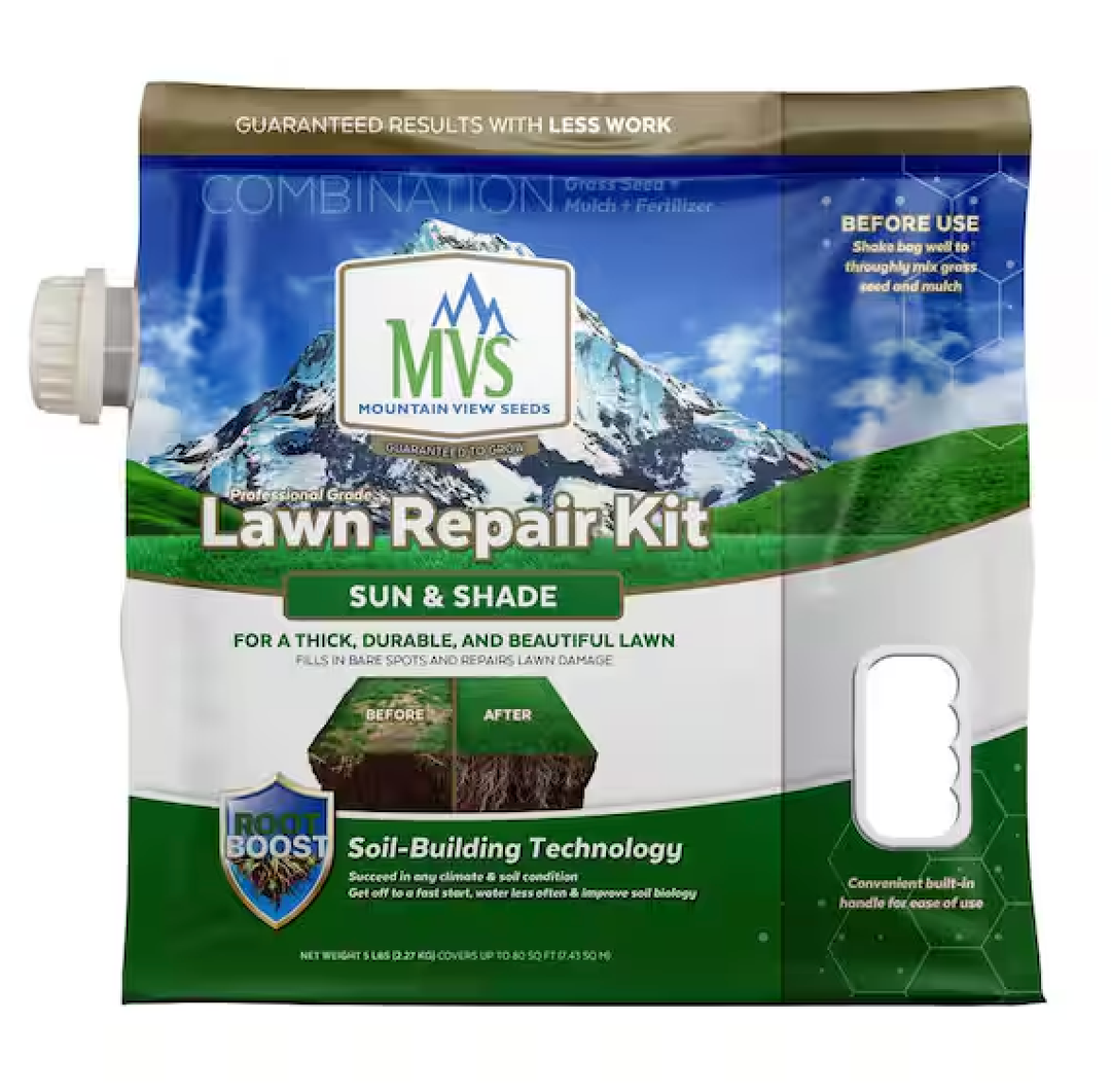 Mountain View Seeds 5 lbs. Sun and Shade Repair Mulch, Grass Seed and Fertilizer Combination