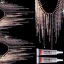 MTLEE Rhinestone Fringe Belt Beaded Ribbon Diamond Tassel Chain for Jeans Clothing Accessories DIY Decoration(2 Yard,Silver, AB Color)