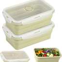 Large Collapsible Food Containers with Lids, Collapsible Bowls For Camping, Save Space, Leak-Proof Silicone Storage Bowls, 2pack 1200ml, Dishwasher, Microwave Freezer Safe