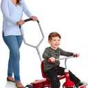 Radio Flyer Deluxe Steer & Stroll Trike, Red, for Kids 2-5, 2-in-1 Parent Steer Tricycle, Removable Push Handle, Adjustable Seat, Steel Frame, Covered Storage Bin, Tricycle for Toddlers and Kids