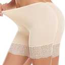 Blueinn Women's Cooling Slip Shorts for Under Dresses Seamless Mesh Anti Chafing Shorts - 4-Way Stretch Nylon, Stay-in-Place Lace Hem, Ultra-Thin Waistband, 2PC Beige, M
