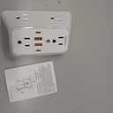 Wall Mount Power Strips Wall Charger 6 Outlet Extender 4 USB Ports (5V, 2.4A, 12W) and Night Light 3-Sided Power Strip with Adapter Spaced Outlets - Multi Plug Outlet Surge Protector for Home Office