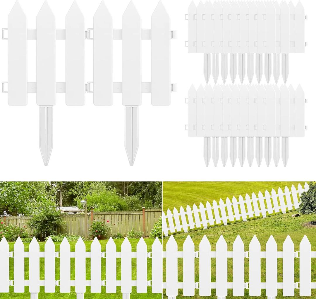ELECLAND White Plastic Garden Fence with 22 Pieces, Picket Fence Edgings for Lawn, Flowerbeds, Plant Borders, Decorative Yard