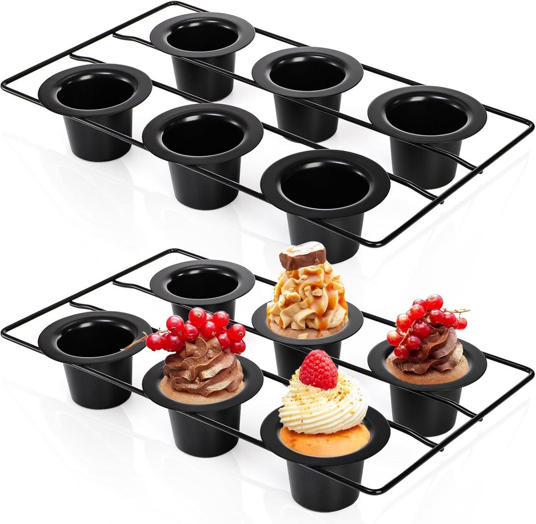 2 Pack Popover Pans, 12 Cups Nonstick Muffin Cupcake Pan, Carbon Steel Round Cheesecake Tin Bakeware Mould for Oven Baking, Muffins, Quiches, Pudding Cakes, Halloween Christmas