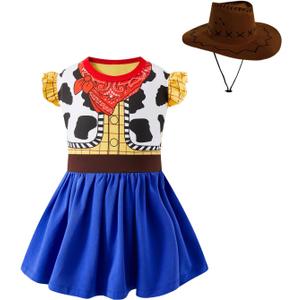 MOMMY'S NEW MAN Toddler Girls Cowgirls Costume with Cow Girl Hat Halloween Party Dress Up 2-6Years (2T)