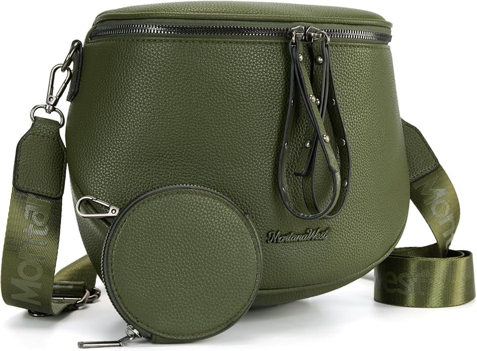 Montana West Crossbody Bag for Women, Large Bum Bag Purse Soft Vegan Leather Travel Fanny Pack with Coin Purse