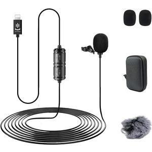Lapel Microphone Compatible with iPhone, Professional External Lavalier Microphone Audio Video Recording, can be Used for YouTube, Interview, Conference (19.6ft)