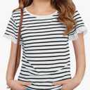 Haloumoning Girls Striped Ruffle Short Sleeve T Shirts Kids Summer Crewneck Tops Casual Tees 150