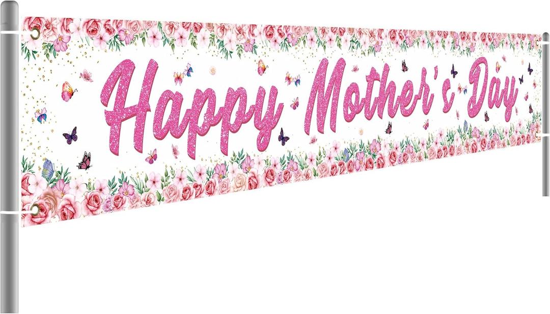 Happy Mothers Day Banner Mothers Day Decorations Mother's Party Indoor and Outdoor Courtyard Decorations
