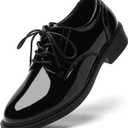 Oxford Shoes for Women Black Formal Lace up Flats Dress Saddle Work Office Ladies Business Casual Dressy Shoes (6.5)