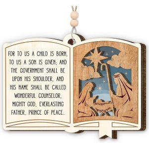 Nativity Christmas Ornament 2025 - Jesus Ornaments for Christmas Tree, Christian Ornaments for Men Women, Nativity Themed Gifts, Catholic Xmas Gifts - Wooden Xmas Ornament for Tree Decor