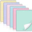 gisgfim 6 Pcs Pastel Top Bound Spiral Notebooks 8.5" x 11" College Ruled Aesthetic Legal Pad Top Spiral Steno Pads Colored Paper Assorted Covers Spiral Notebook for Writing School Office Supplies