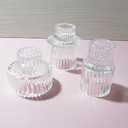 Ni-JASW Clear Ribbed Glass Taper Candle Holders, Candlestick Tea Votive Candle Holders for Table Centerpiece Wedding Decor, Set of 3