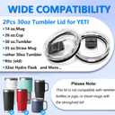 2Pcs 30oz Yeti Tumbler Replacement Lids, with Magnetic Slider Switch, for 30 oz Tumbler, 14 oz Mug, 35oz Straw Mug, Spill Proof Coffee Cup Cover Lids, BPA Free