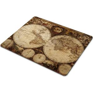 World Map Mouse Pad, Image Of Old Map, Nostalgic Style Art Historical Atlas Mouse Mat, Brown Beige