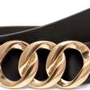 2 x Bbonlinedress Womens Waist Belts for Jeans Pants Dresses Fashion Ladies Leather Belts with Gold Buckle (Black, S)