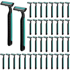 120 Pack Disposable Twin Blade Razors Individually Wrapped, Clear Safety Cap Multipurpose Portable Shave Razor for Man Woman Bathing Hotel Travel (Green)