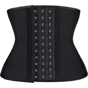 Atbuty Short Torso Waist Trainers Cincher Corset Underbust Body Shaper Latex Sport Girdle (2X-Small, Black (9'' Short Torso, 9 Steel Bones))