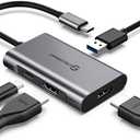 USB C to Dual HDMI Adapter, UtechSmart USB C Hub to HDMI,4 in 1 USB C Hub Multiport Adapter with 2 HDMI Ports 4K,USB 3.0, Power Delivery Type C Port Compatible for MacBook,Nintendo Switch,USB C Device