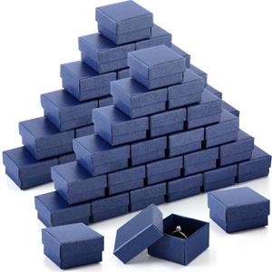 Yinkin 72 Pcs Jewelry Ring Gift Boxes Bulk 2 x 2 x 1.2 Inch Ring Necklace Earring Boxes for Weddings Christmas, Royal Blue