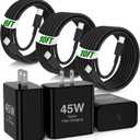 45W Super Fast Charger Type C for Samsung,3Pack USB C Fast Charging Block with 10/10/6FT Type C Charging Cord for Samsung Galaxy S24/S23/S22,Android,Galaxy Tab A9+ Tablet,iPhone 17 16 Pro Max