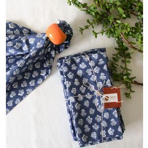 TARAN LIVING Cotton Cloth Napkins Reusable Floral Napkin Printed Dinner Napkin Set Cloth Daily Use Machine Washable Dish Cloth Gift for Valentine Home Decor Set of 12, Indigo Blue, 18x18 Inches