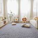 Gray Rabbit Plush Area Rug for Bedroom Living Room Sofa,8'X10' Faux Fur Fluffy Shaggy Rectangular Square Rug for Kids Teen Girls Room,Furry Carpet Rug for Nursery Baby Room Decor for Teenage (Grey)