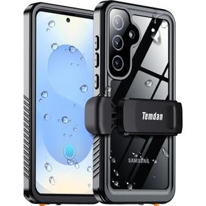 Temdan Compatible with Samsung Galaxy S25 Case Waterproof with Belt Clip Holster, Built-in Lens & Screen Protector Military Grade Shockproof Dropproof IP68 Underwater Full Body Phone Case