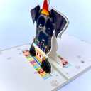 6 x 3D Pop-Up Black Schnauzer Dog Birthday Card - Dog with Cake Celebration, Whimsical Happy Birthday Greeting for Dog Lovers - Black Schnauzer Dog 3D Birthday Pop Up Card