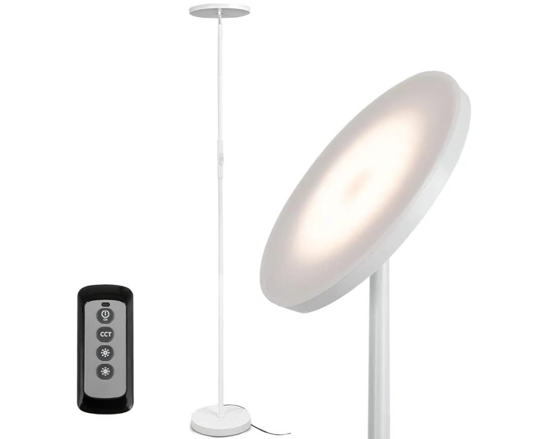 JOOFO Floor Lamp,30W/2400LM Sky LED Modern Torchiere 3 Color Temperatures Super Bright -Tall Standing Pole Light with Remote & Touch Control for Living Room,Bed Room,Office (Pearl White)