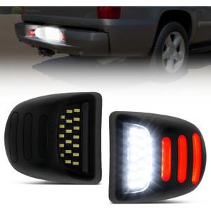 litzland OLED Neon LED License Plate Light Tag Lamp Assembly Replacement For Escalade Chevy Silverado Tahoe Suburban GMC Sierra 1500 2500 3500 Yukon XL 6000K White, Pack of 2 (01-OLED Neon Black Housing)