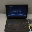 POFOTO 15.7" Portable DVD Player with 14.1" HD Swivel Screen, 6-Hour Rechargeable Battery, Dual Speakers, USB/SD/TV Sync, Supports Multiple Disc Formats, Black [Not Support Blu-Ray]