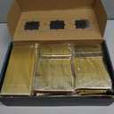 FOCUSLINE 300 Count Gold Plastic Silverware Set - 100 Forks, 100 Knives, 100 Spoons - Heavy Duty Plastic Cutlery Set Disposable Flatware for Catering, Parties, Dinners, Weddings