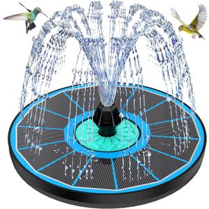 Solar Fountain Cyan Flower, Upgrade 3.5W Solar Bird Bath Fountains, Solar Powered Water Fountain with 7 Nozzles, 4 Fixed Pipes for Hummingbirds, Bird Bath, Garden, Pool, and Pond (Blue)