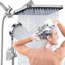 Shower Head,14" High Pressure Shower Combo,Rainfall Shower System with Handheld Spray,All Metal 3-Way Diverter & 6ft Hose,Anti-Clog Nozzles,Easy to Install in Bathrooms-Chrome