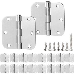 18 Pack Satin Nickel Door Hinges 3.5 inch Brushed Nickel Hinges Rounded 5/8" Radius Corners Bedroom Residential Standard Indoor Door Hardware Hinge